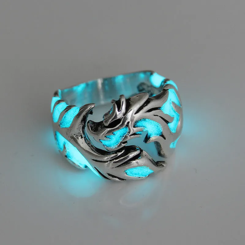 Noxian Luminous Dragon Ring: Multicolor Resin Inlay