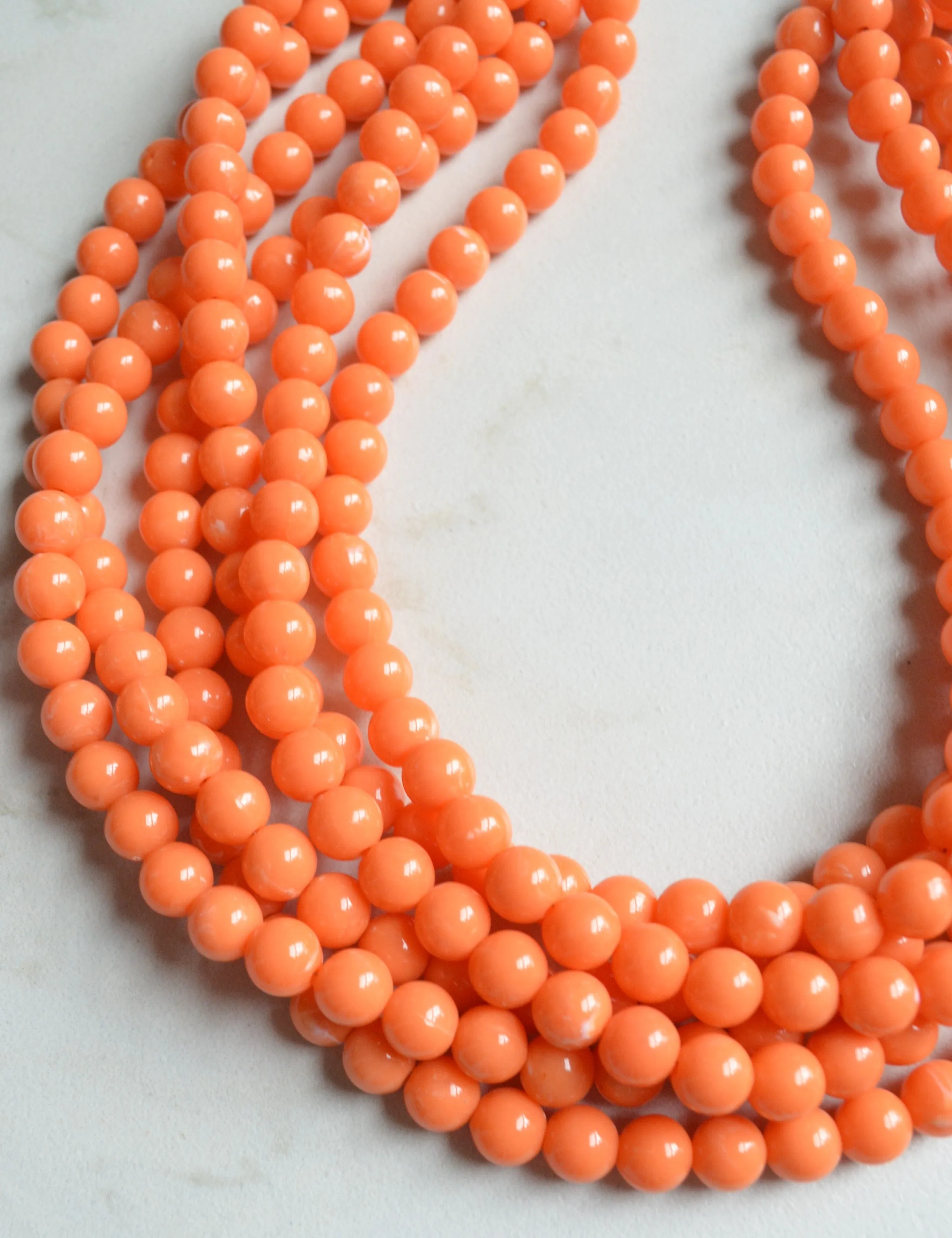 Orange Coral Acrylic Lucite Bead Chunky Statement Necklace - Alana