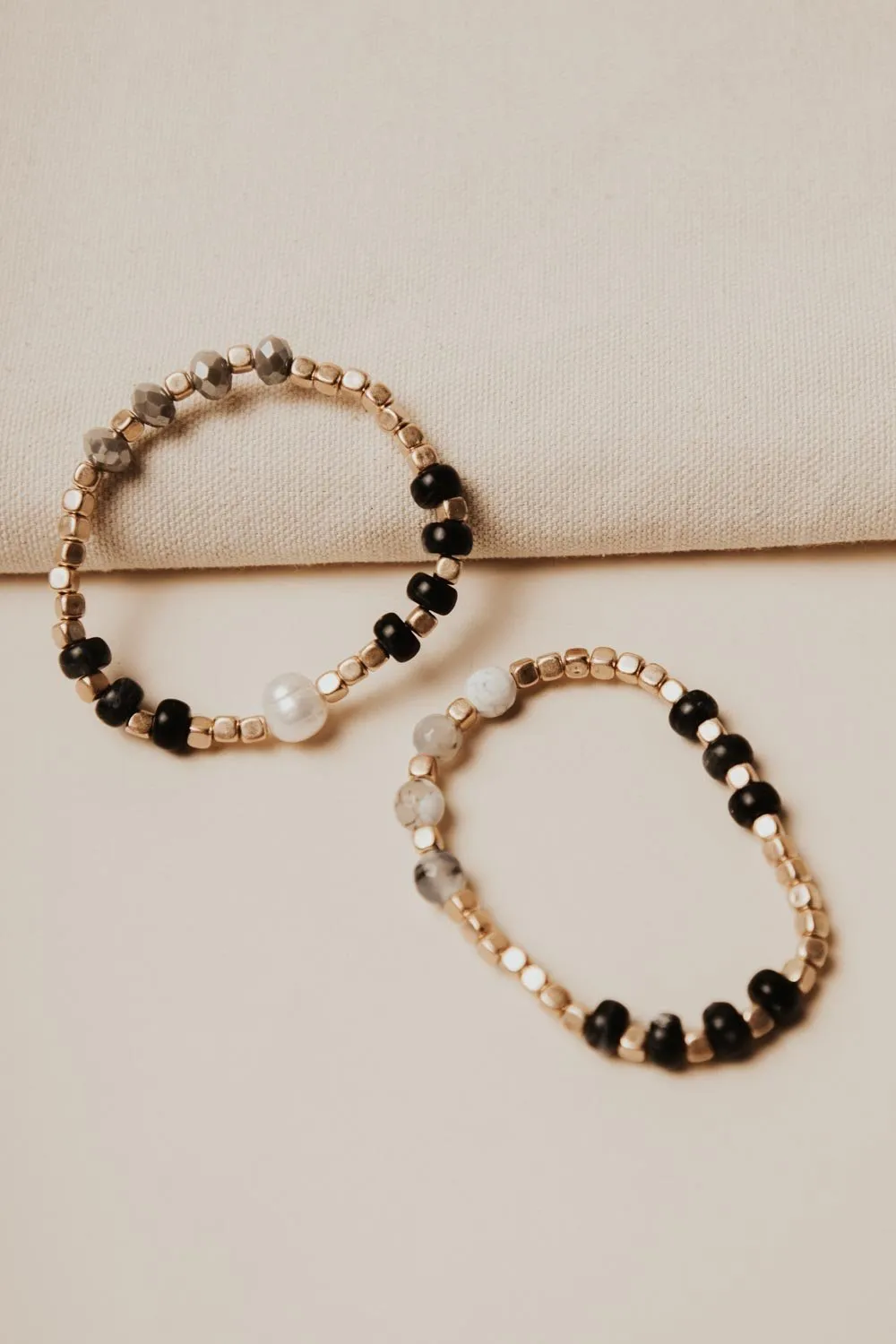 Orion Beaded Bracelet Set in Grey