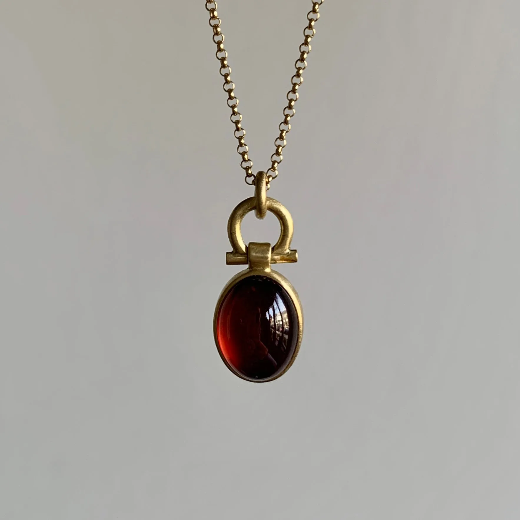 Oval Garnet Cabochon Pendant