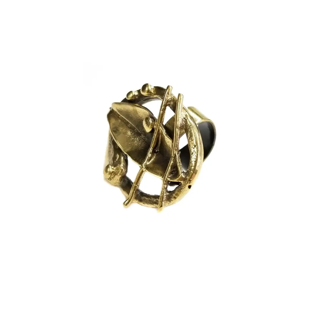 Oval Leaf Detailed Antique Bronse Ring