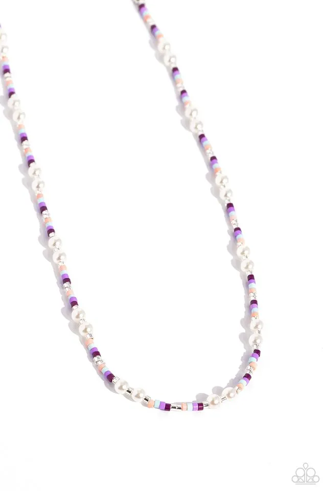 Paparazzi Necklace ~ Colorblock Charm - Purple