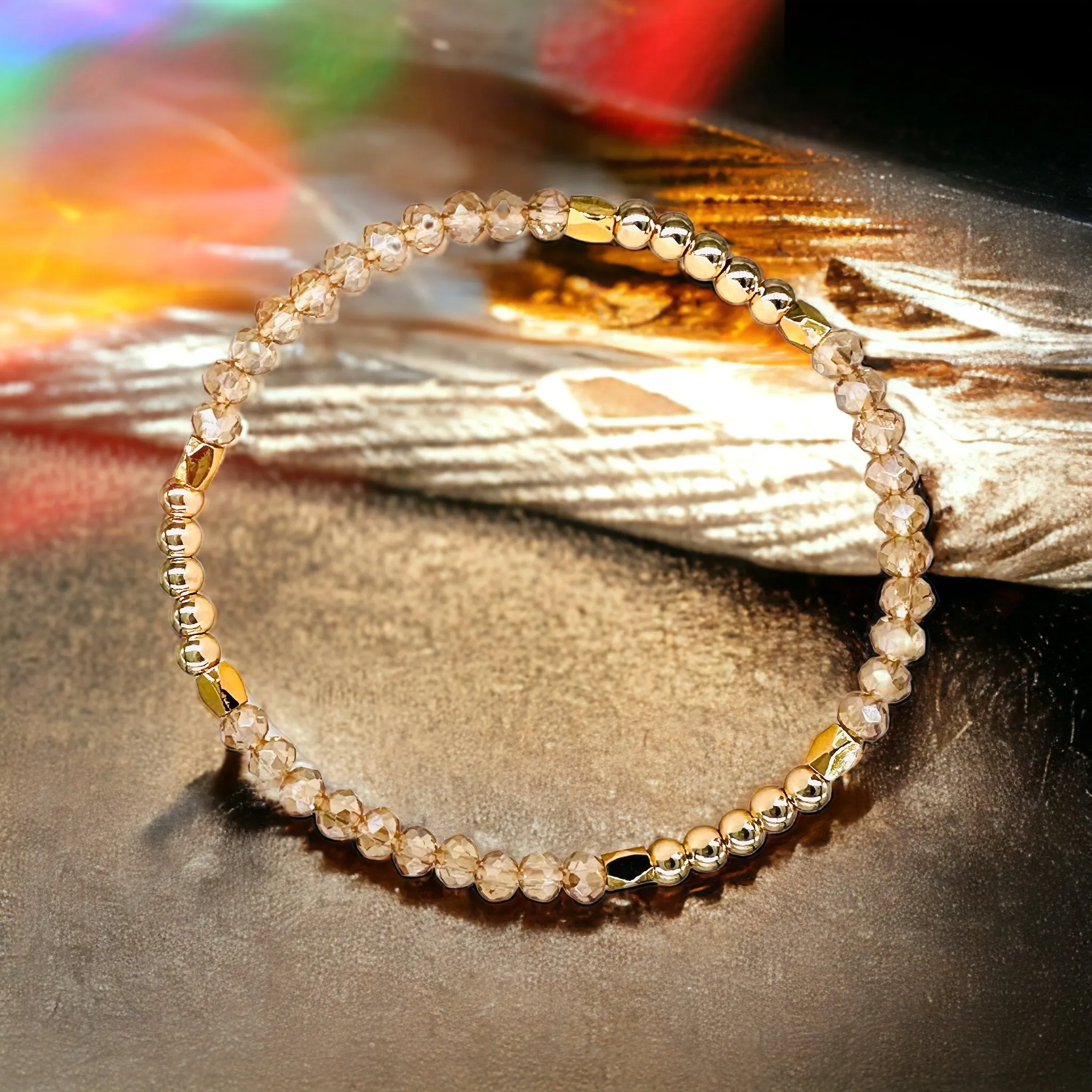 Pearls Moonstone Gold Layering Bracelets Waterproof, 18K Gold Plated