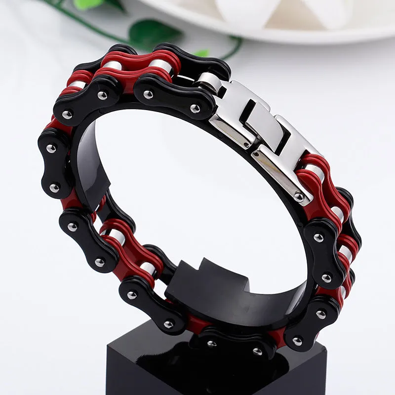 Personalized Hip-Hop Titanium Steel Bicycle Bracelet for Men - European and American Style