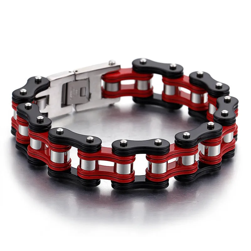 Personalized Hip-Hop Titanium Steel Bicycle Bracelet for Men - European and American Style