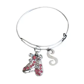 Personalized Pink Rhinestone Skating Bracelet, Figure Skating Jewelry