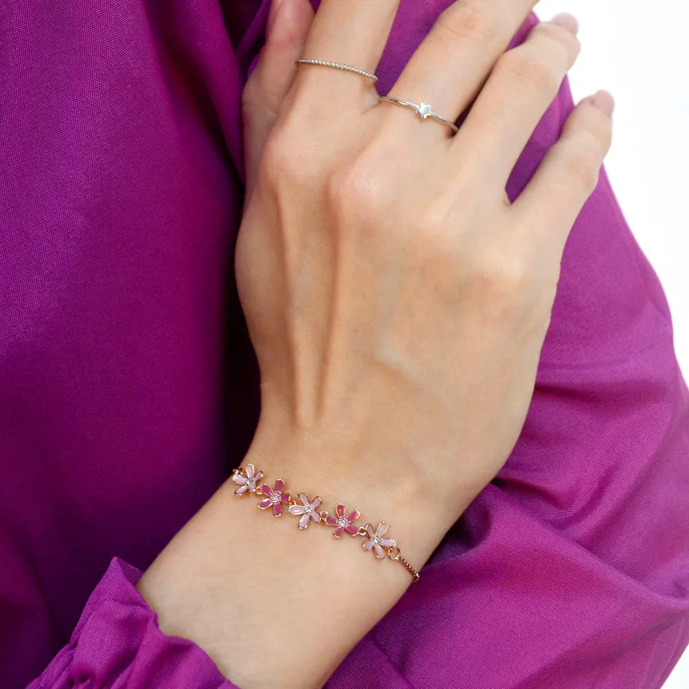 Petalia Pink Bracelet Featured SWAROVSKI Crystals in Rose Gold