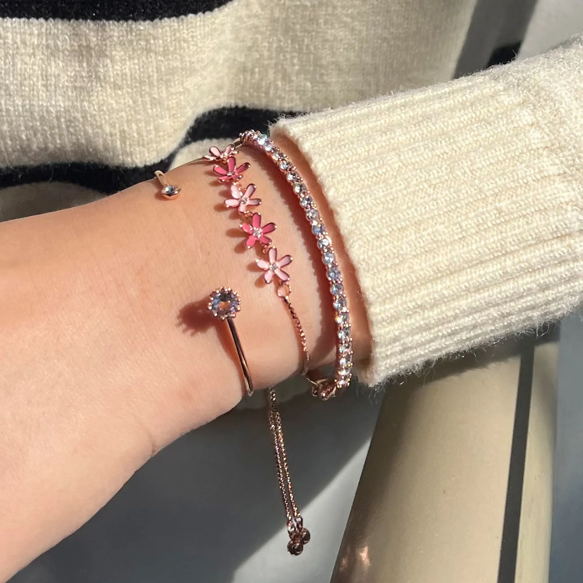 Petalia Pink Bracelet Featured SWAROVSKI Crystals in Rose Gold