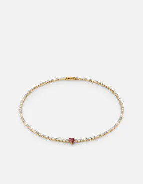 Philo Heart Tennis Choker, Gold Vermeil/Topaz & Garnet