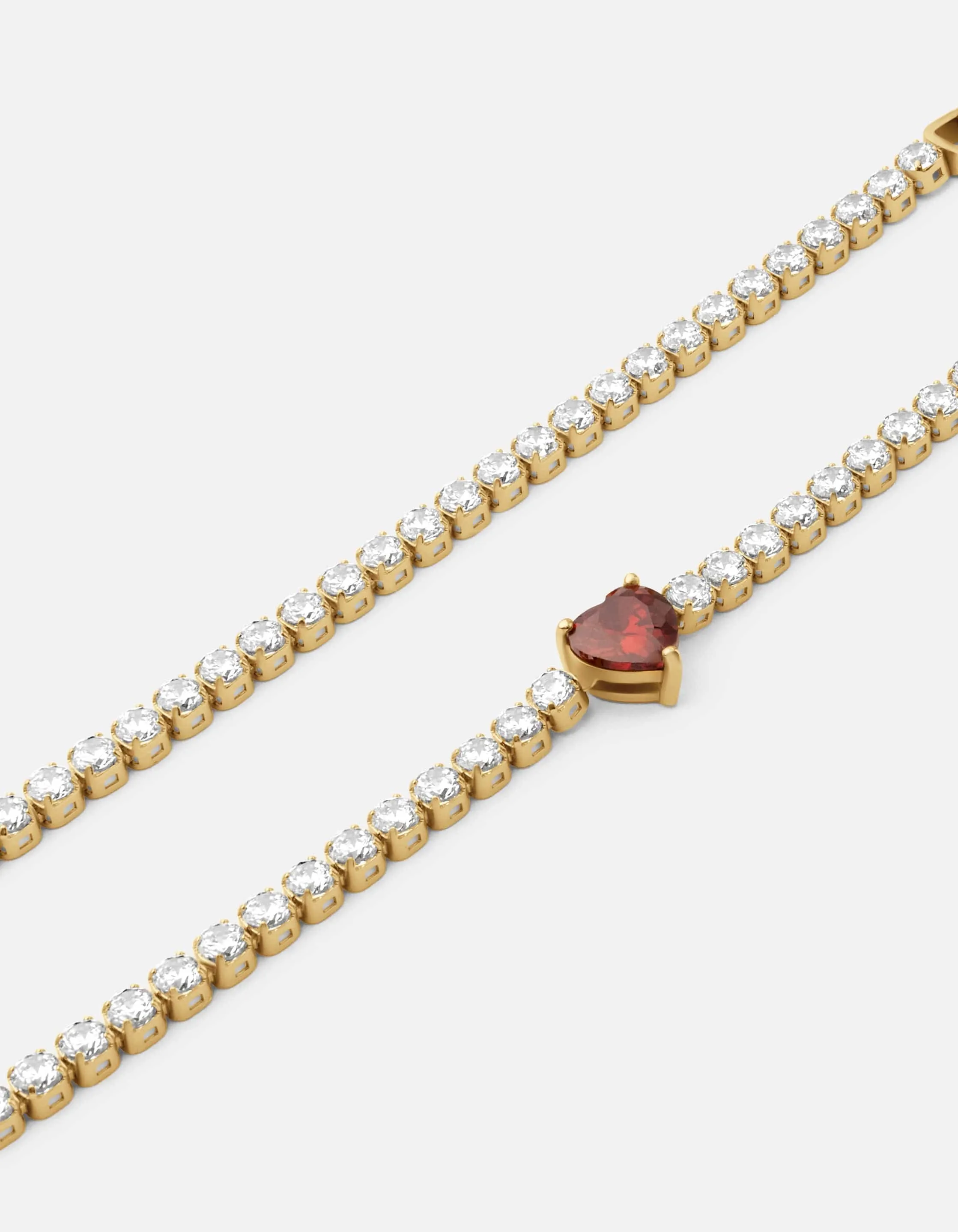 Philo Heart Tennis Choker, Gold Vermeil/Topaz & Garnet