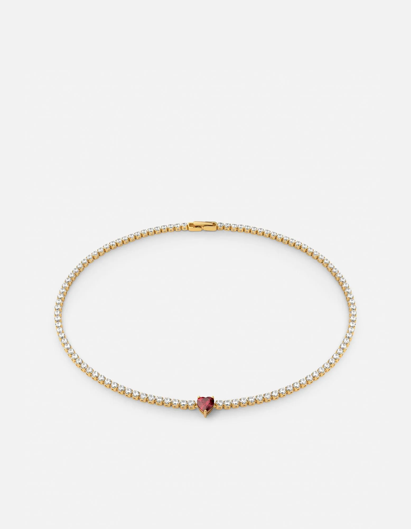 Philo Heart Tennis Choker, Gold Vermeil/Topaz & Garnet