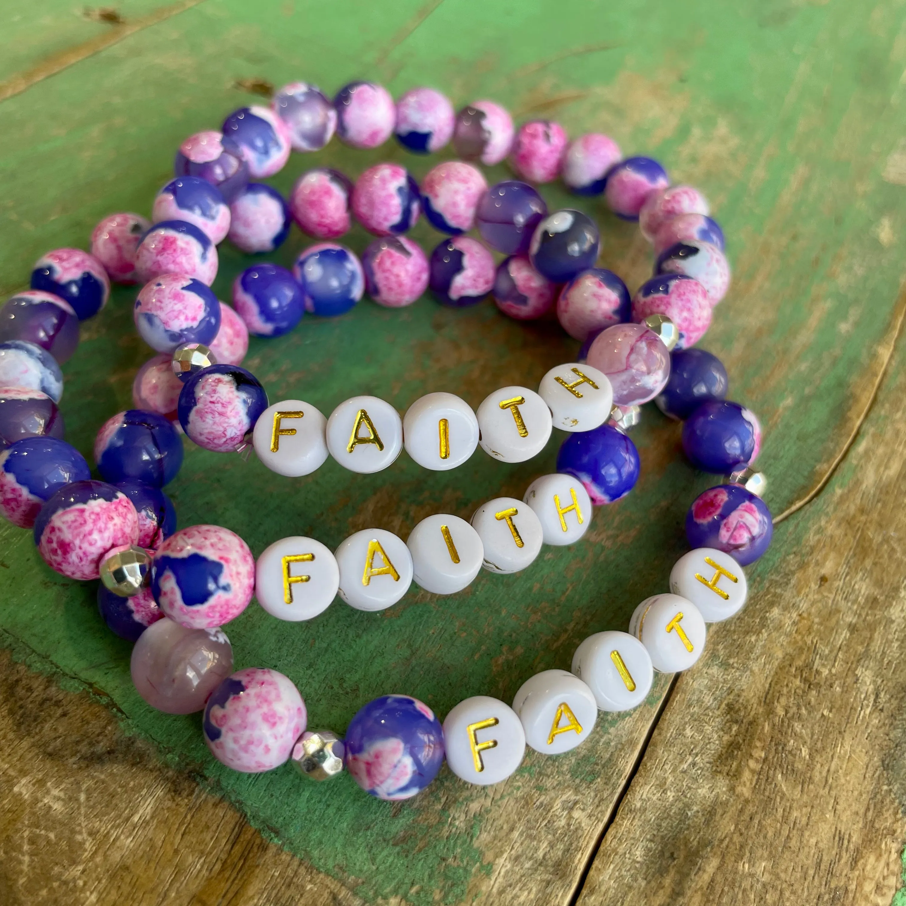 Pink and Purple Faith Bracelet