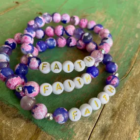 Pink and Purple Faith Bracelet