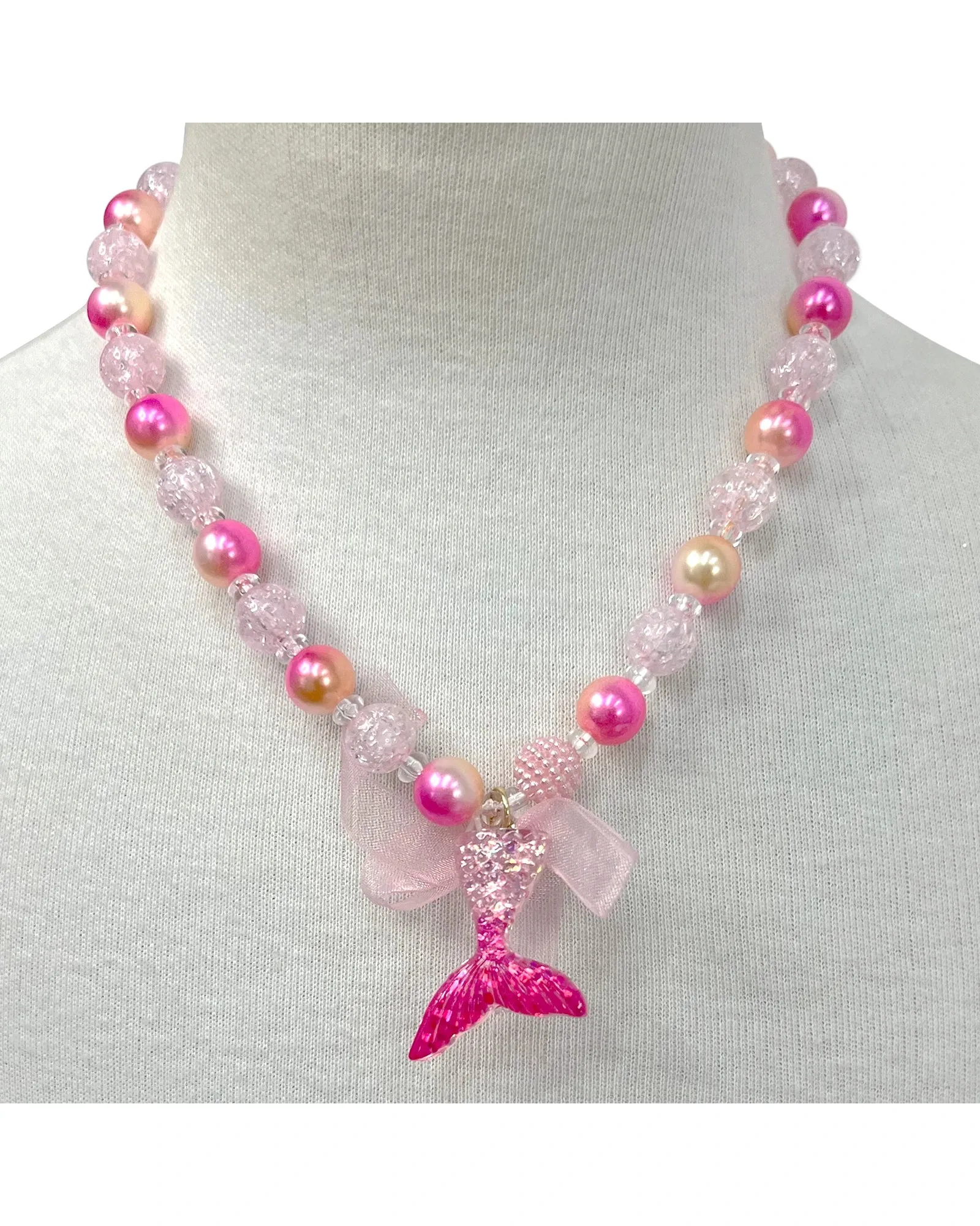 Pink Poppy Mermaid Tail Necklace & Bracelet Set