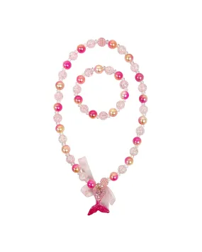 Pink Poppy Mermaid Tail Necklace & Bracelet Set