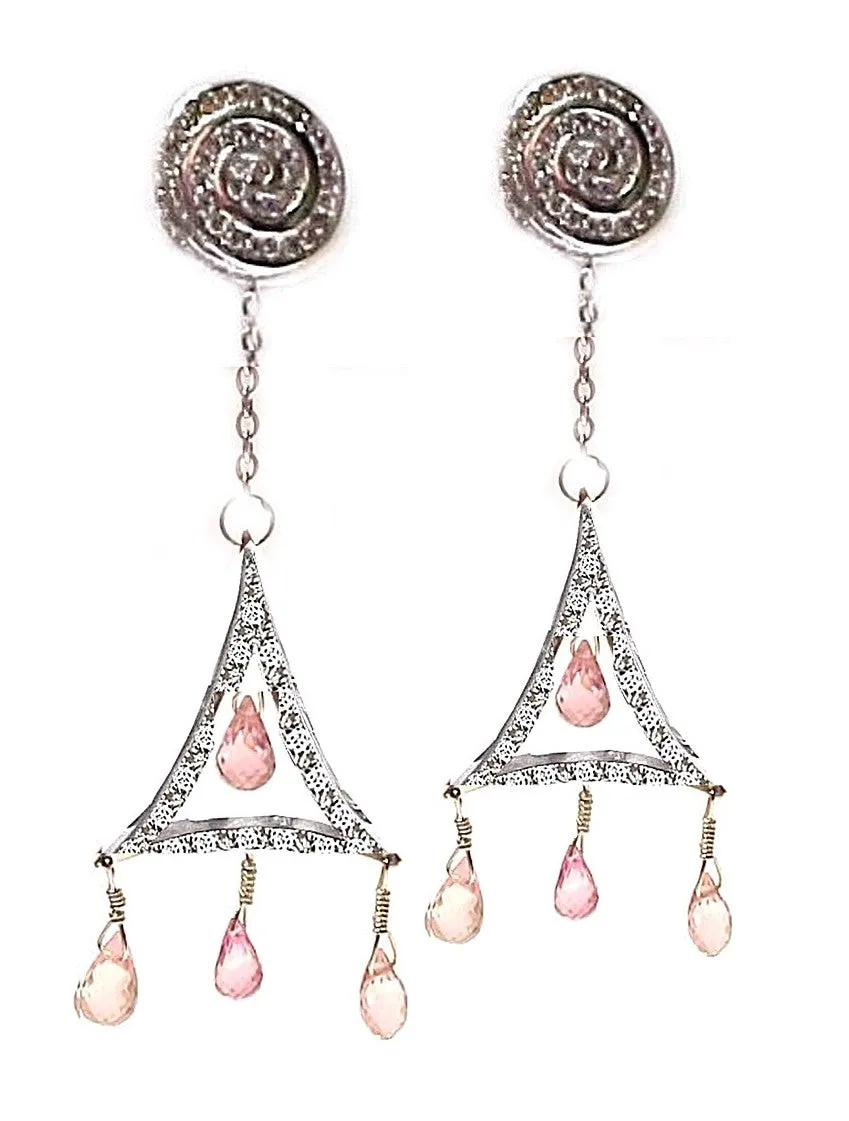 'Pink Tourmaline Briolette Chandelier'