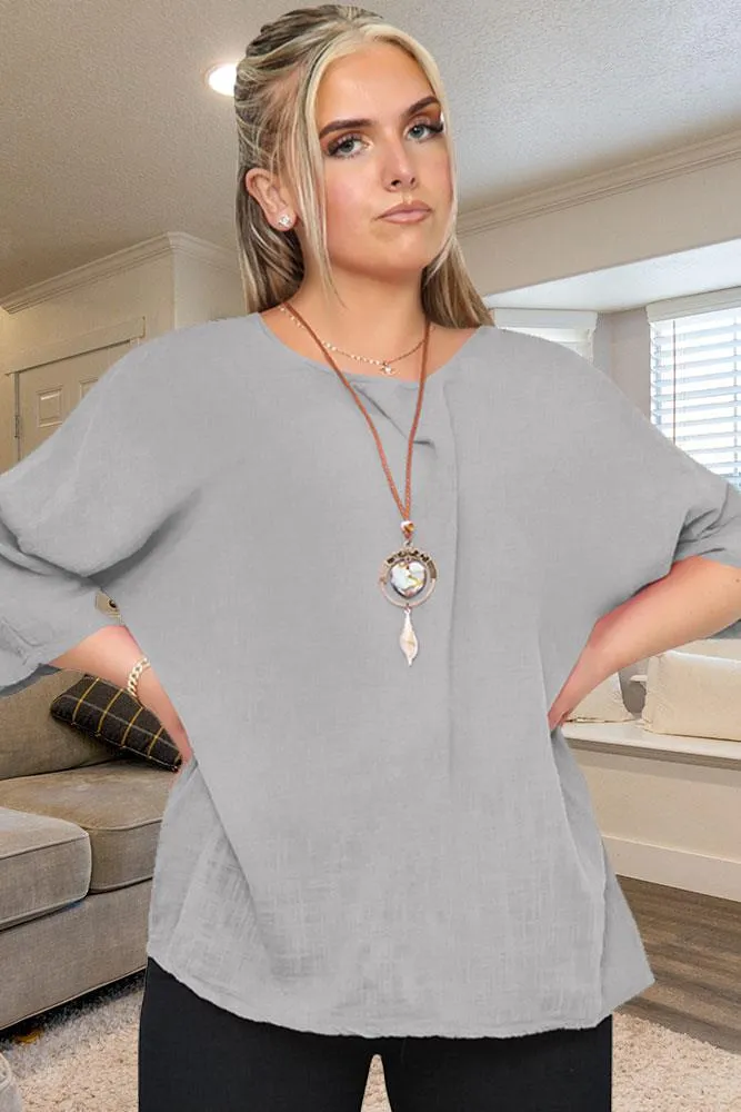 Plain Necklace Tunic Top