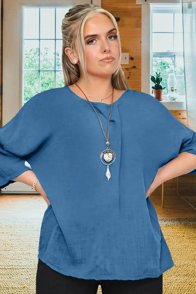 Plain Necklace Tunic Top