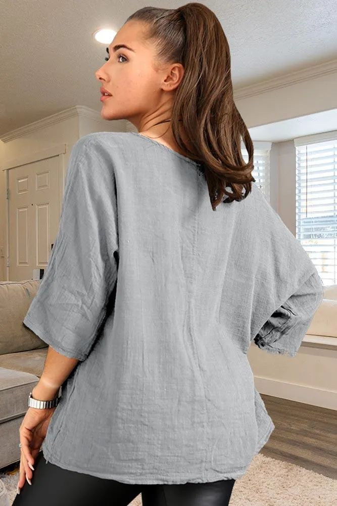 Plain Necklace Tunic Top