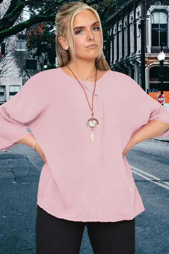 Plain Necklace Tunic Top