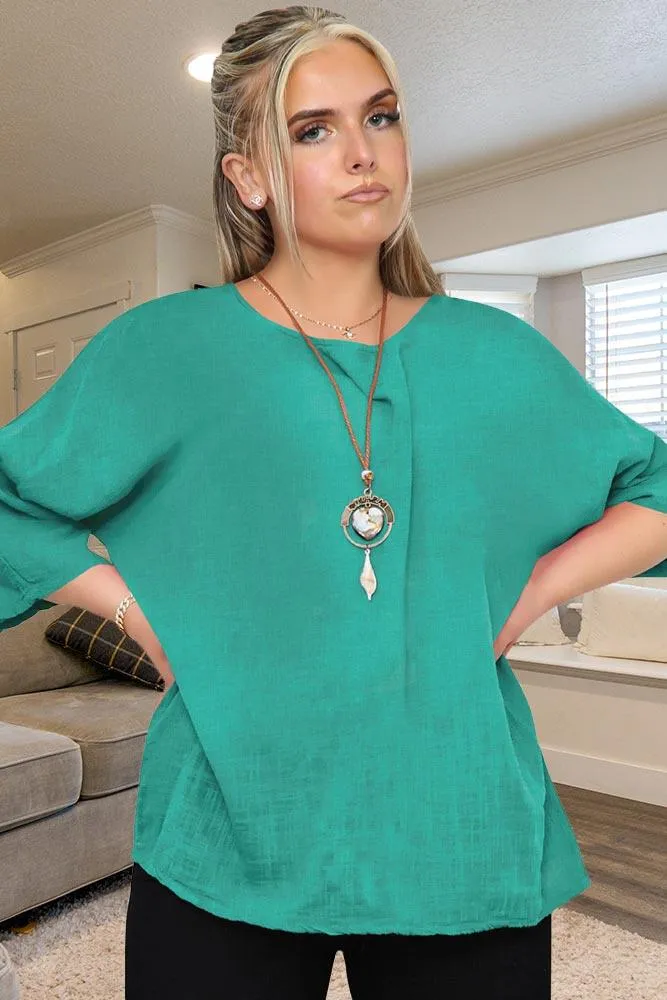 Plain Necklace Tunic Top