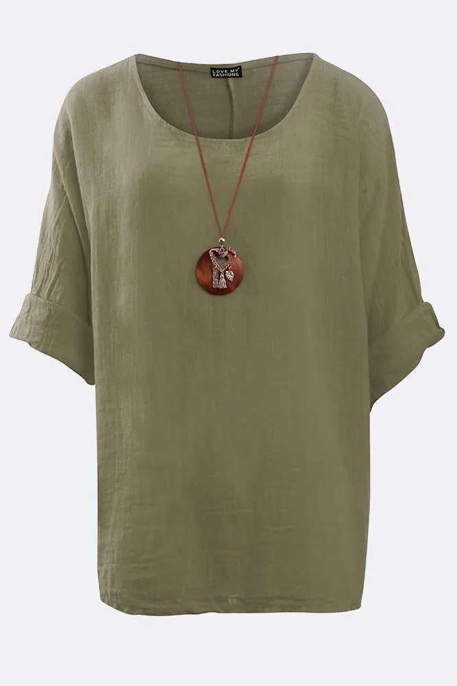 Plain Necklace Tunic Top