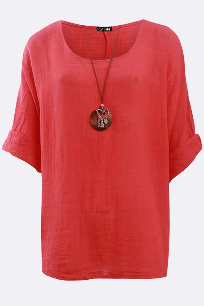 Plain Necklace Tunic Top