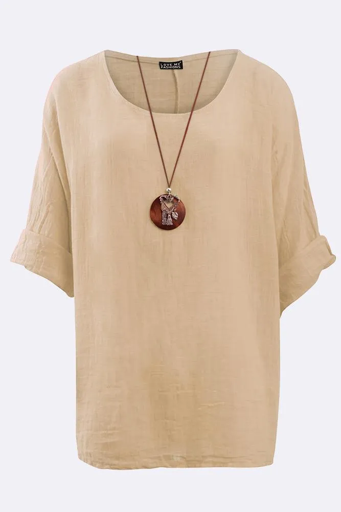 Plain Necklace Tunic Top