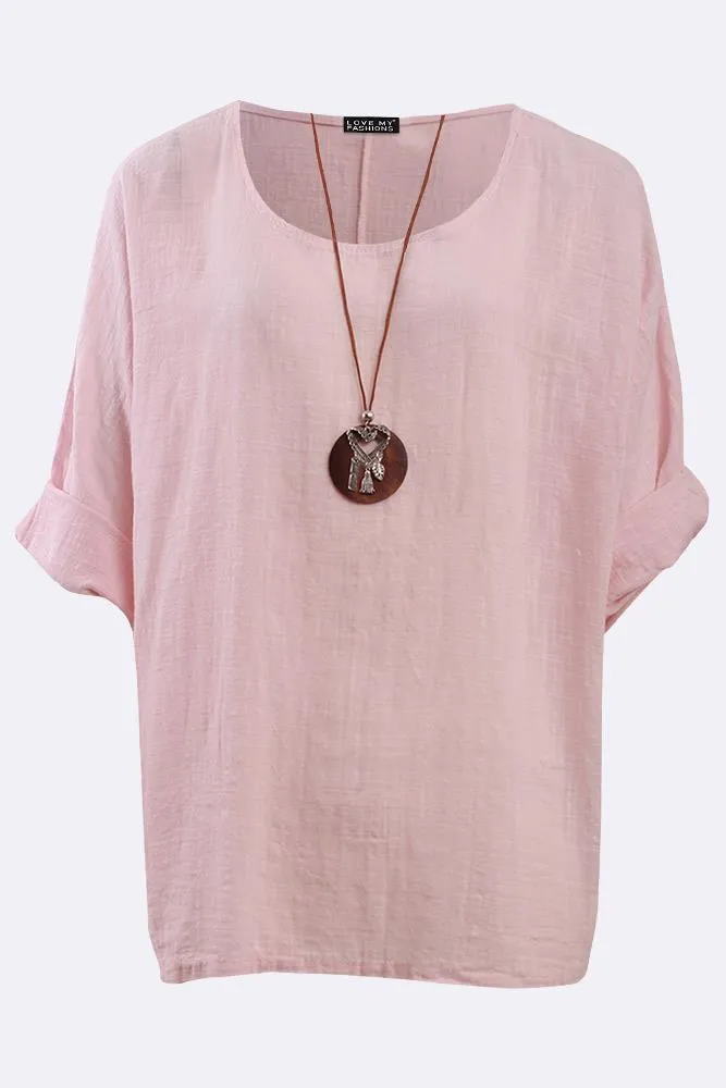 Plain Necklace Tunic Top