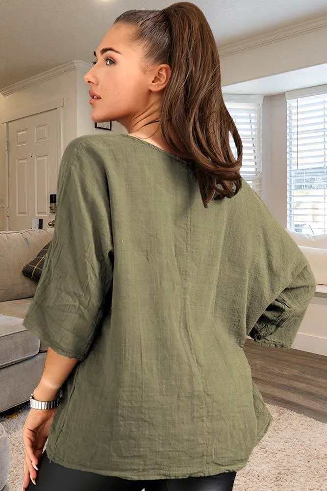 Plain Necklace Tunic Top