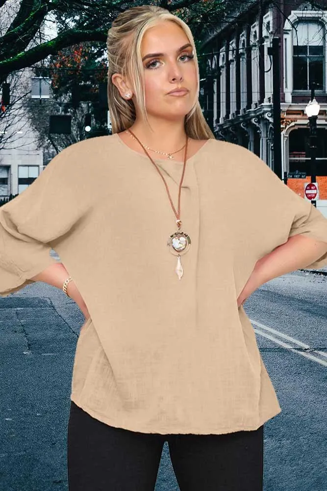 Plain Necklace Tunic Top