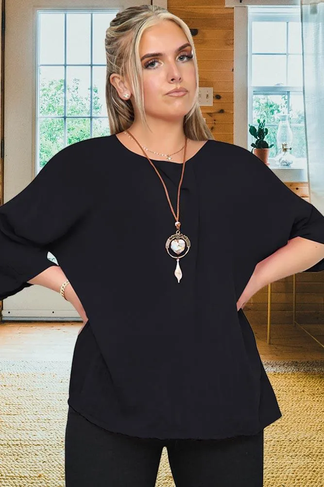 Plain Necklace Tunic Top