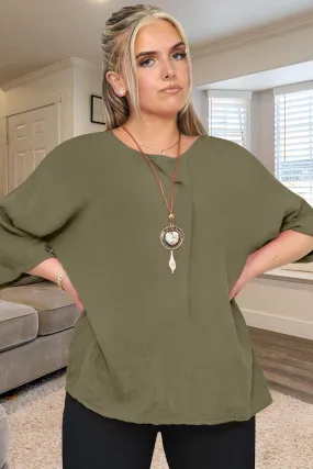 Plain Necklace Tunic Top