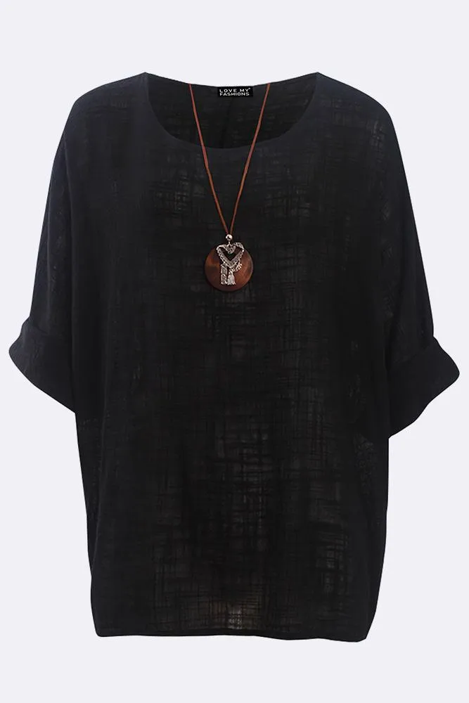 Plain Necklace Tunic Top