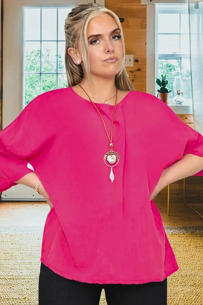 Plain Necklace Tunic Top