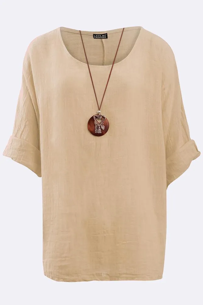 Plain Necklace Tunic Top