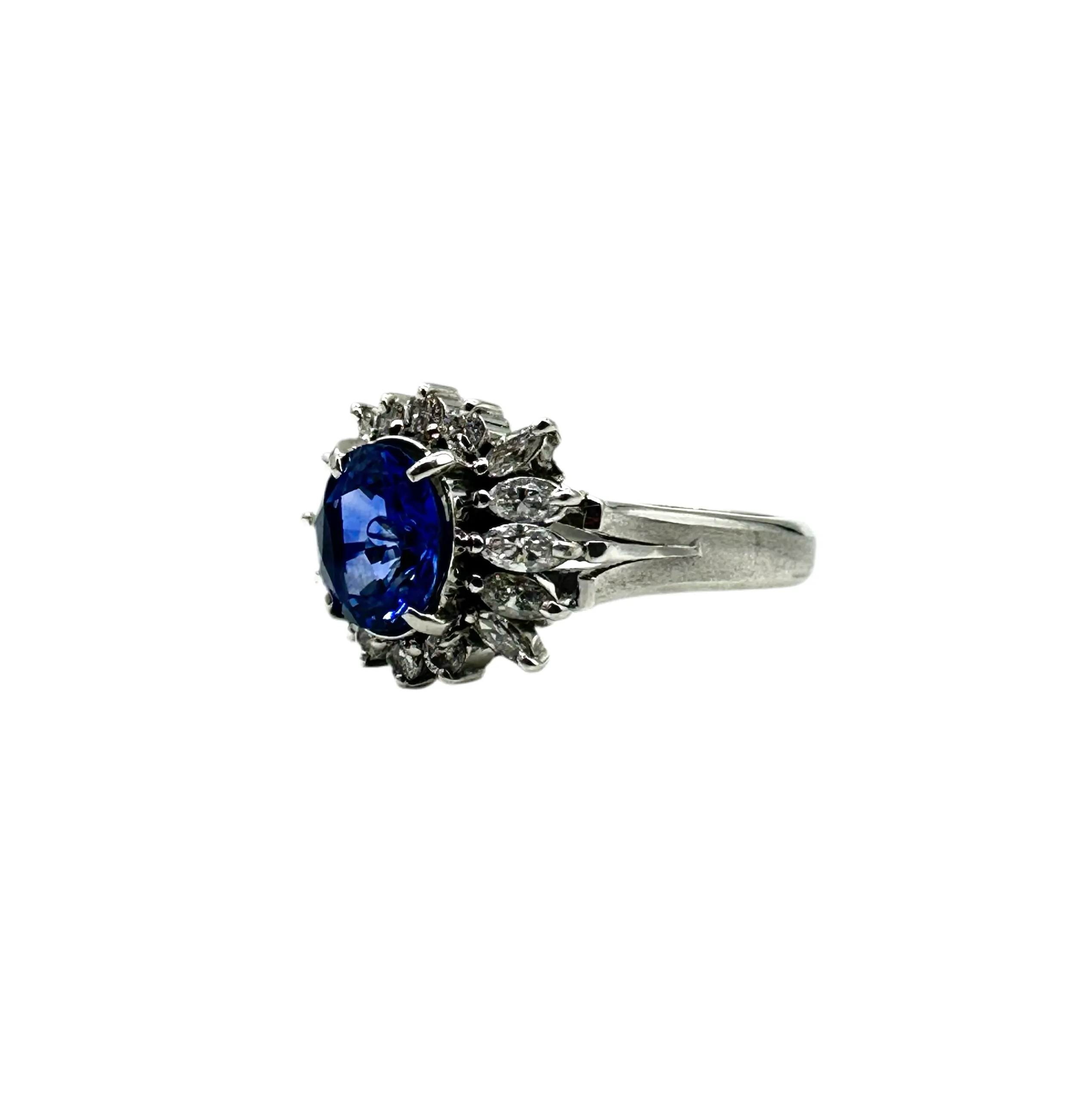 Platinum Diamond and Tanzanite Ring