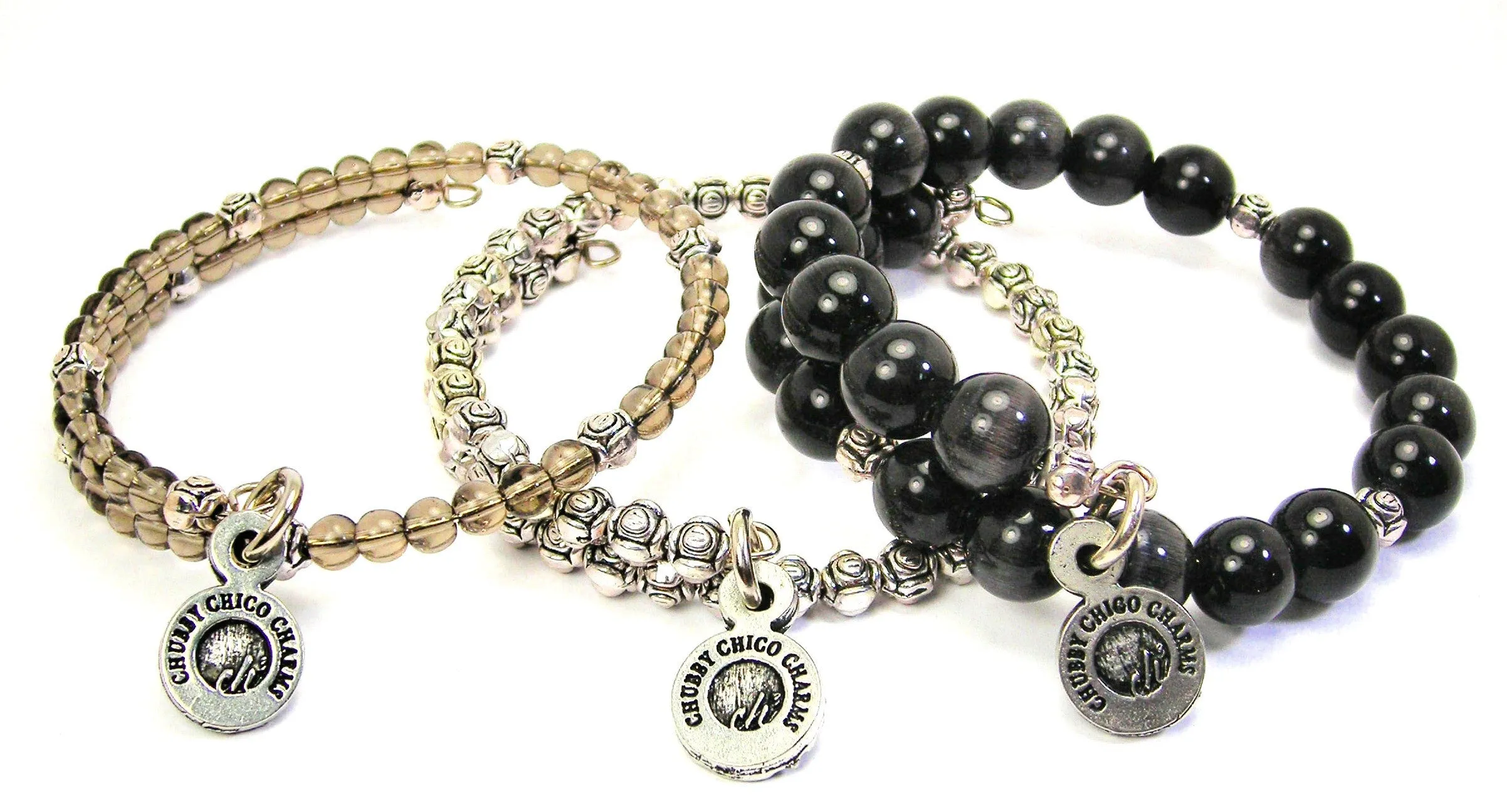 Play Hard Pray Harder 3 Piece Wrap Bracelet Set Cats Eye Glass And Pewter