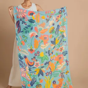 Print Scandinavian Floral and Fauna Scarf