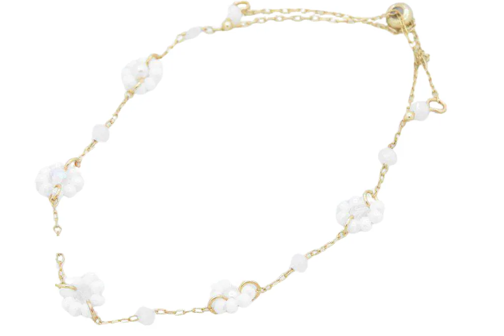 Pull Through Bolo Baby Daisy Bracelet - Gold & White