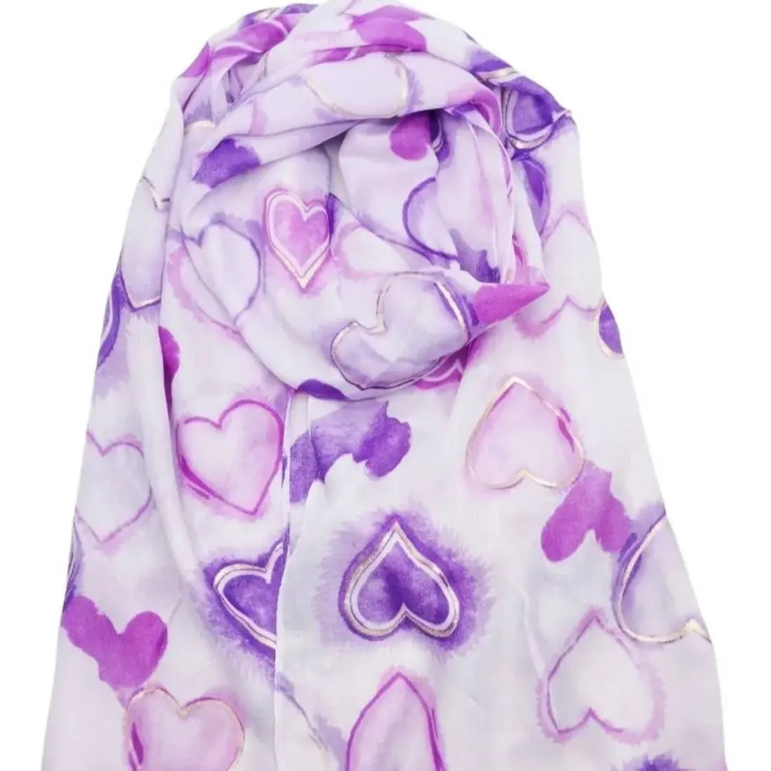 Purple Hearts Soft Cotton Blend Spring Scarf