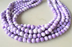 Purple White Acrylic Lucite Bead Chunky Multi Strand Statement Necklace - Alana