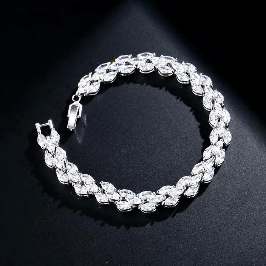 "Harmony" - Cubic Zirconia Bridal Bracelet - Available in Silver, Rose Gold and Yellow Gold