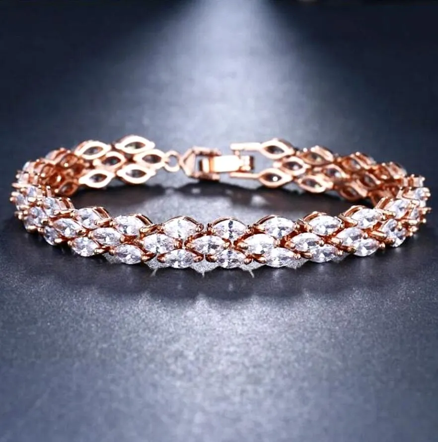 "Harmony" - Cubic Zirconia Bridal Bracelet - Available in Silver, Rose Gold and Yellow Gold