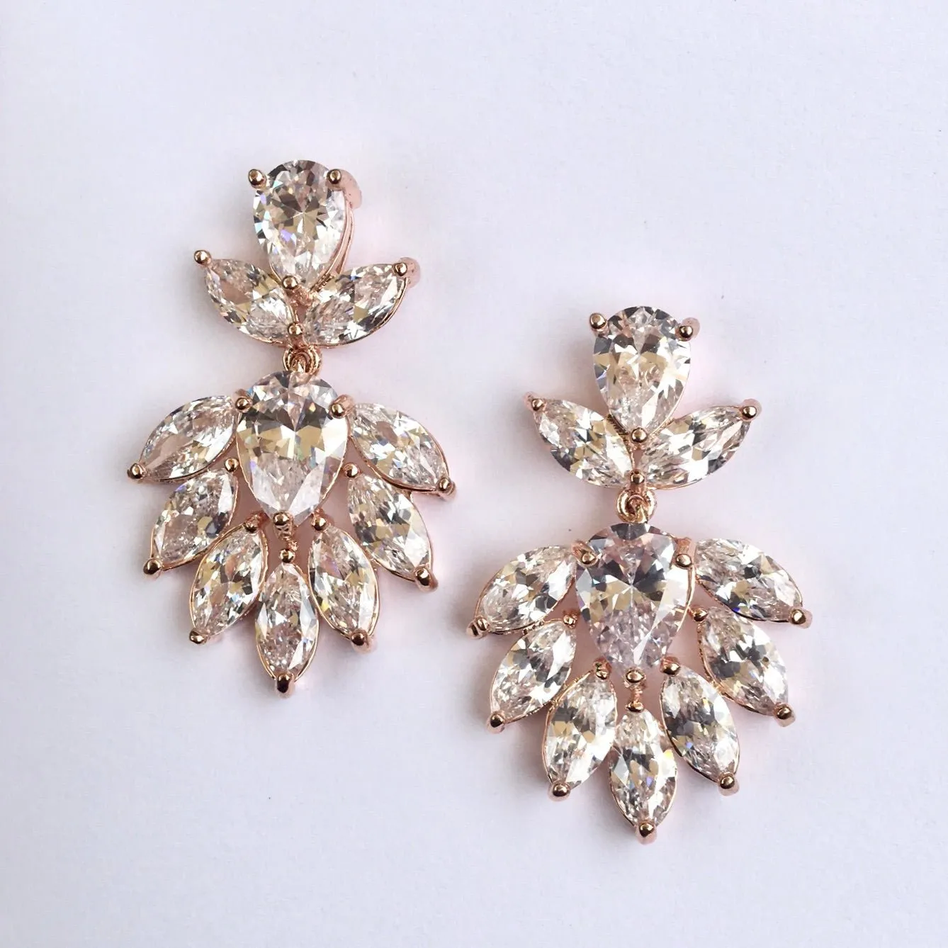 "Maeve" - Cubic Zirconia Bridal Earrings - Available in Silver, Rose Gold and Yellow Gold