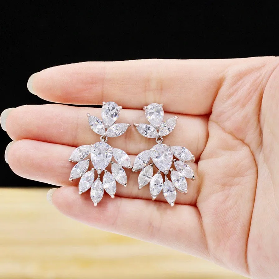 "Maeve" - Cubic Zirconia Bridal Earrings - Available in Silver, Rose Gold and Yellow Gold