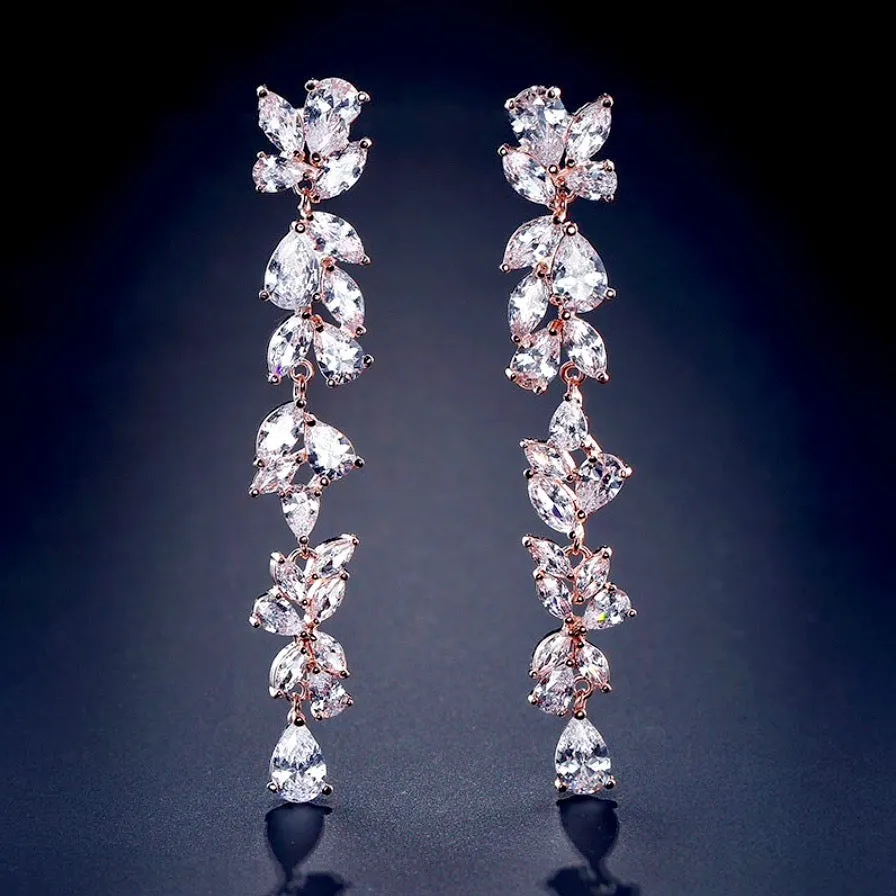 "Magdalene" - Cubic Zirconia Bridal Earrings - Available in Silver, Rose Gold and Yellow Gold