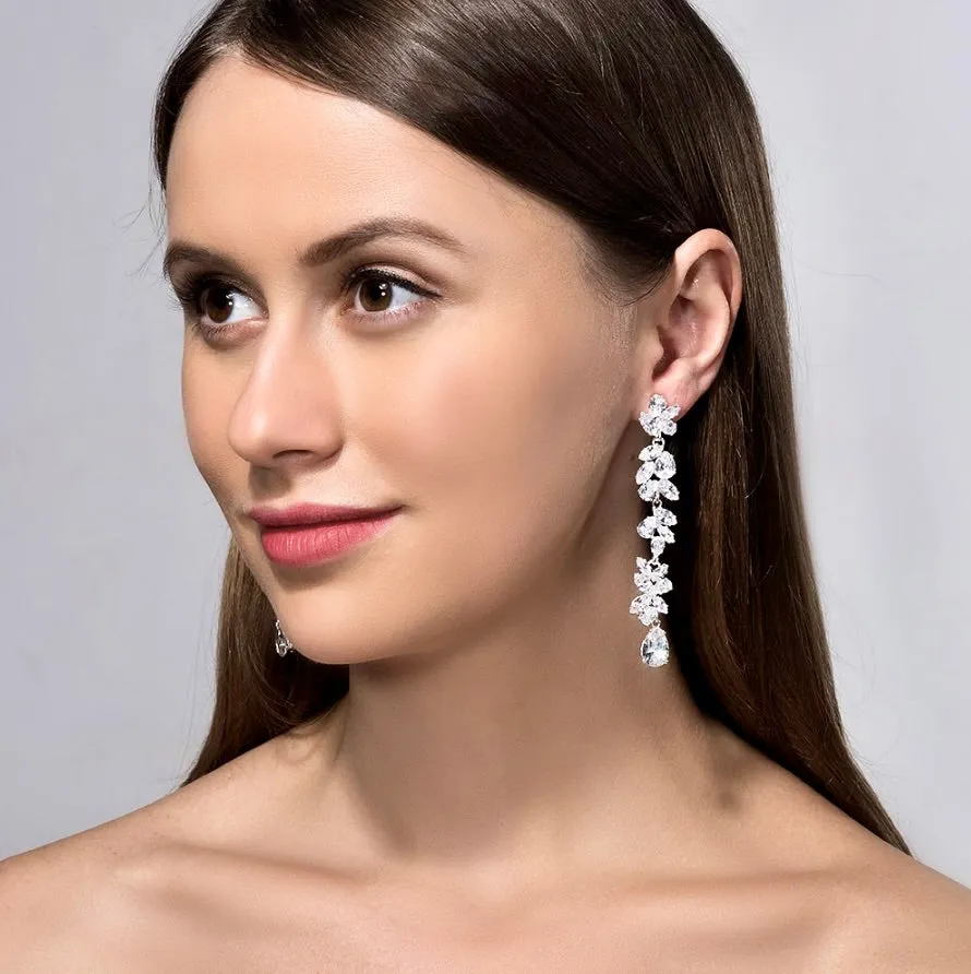 "Magdalene" - Cubic Zirconia Bridal Earrings - Available in Silver, Rose Gold and Yellow Gold