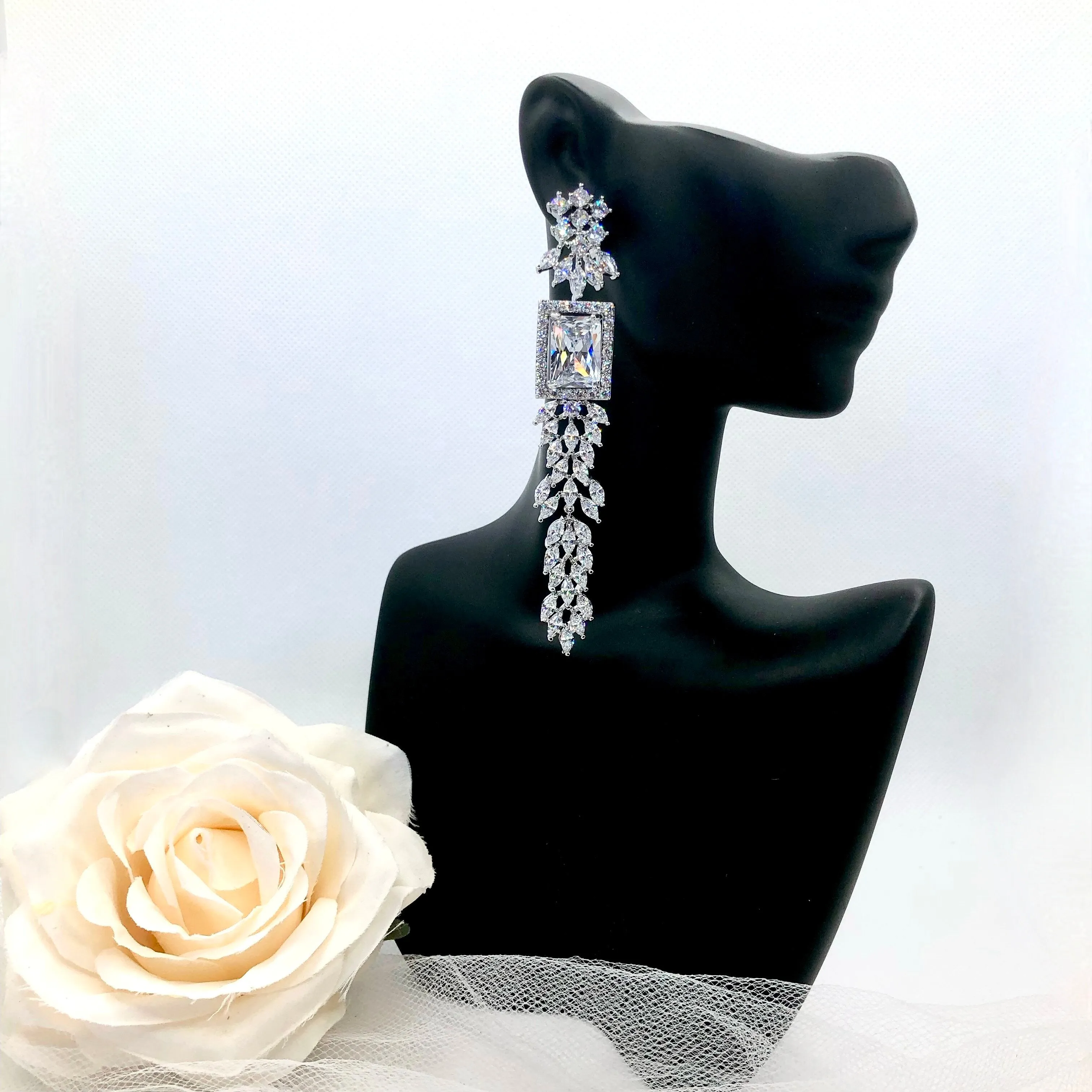 "Noor" - Luxury Cubic Zirconia Bridal Earrings