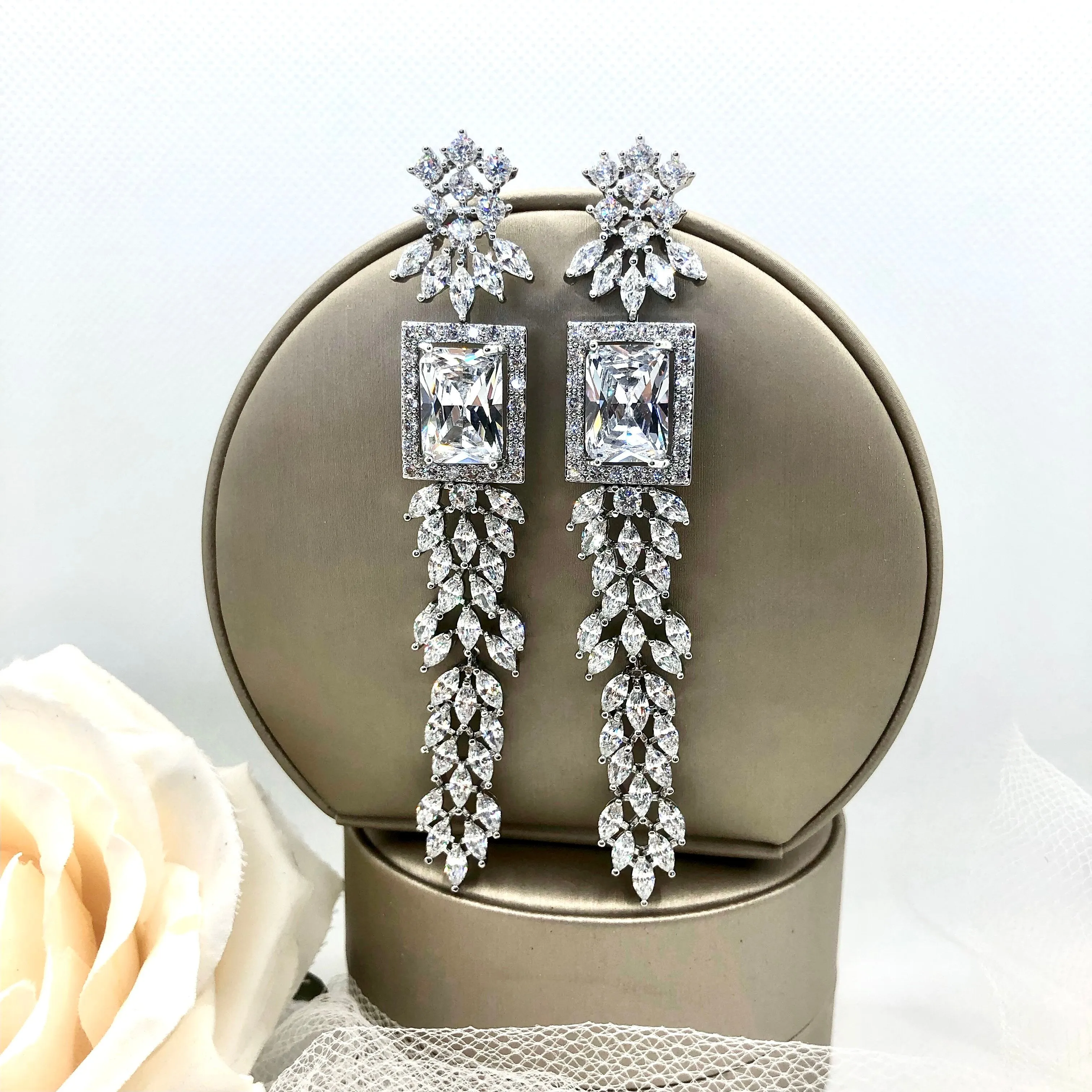 "Noor" - Luxury Cubic Zirconia Bridal Earrings